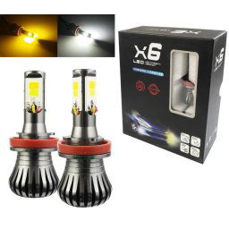 LED21 LED auto žárovka LED COB H9 H11 DUAL COLOR JDM 50W s chladičem 12000lm 12V ILH9H11JDM