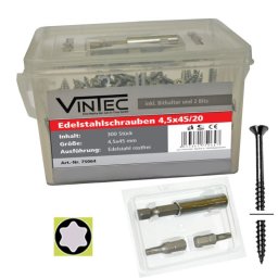 Vintec Nerezové šrouby 4,5x45 T20, 300 ks 75064V