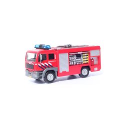Kids Globe Hasičské auto s nádrží, stříkačkou a majáky se sirénou 13x5x5 cm 12269D