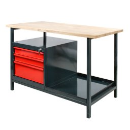 DEMA Dílenský pracovní stůl se zásuvkami EKO 3S 24903, antracit/červená 24903D