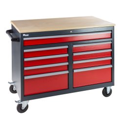 DENNER Pracovní stůl na kolech s 9-ti zásuvkami Daniel, RAL 7016/3000 21256D