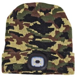 KesTek Pletená čepice s LED světlem, camouflage 40012KT