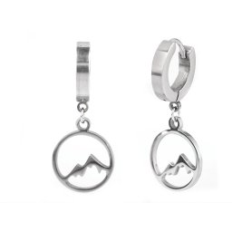 Náušnice z nerezové oceli srdce, čtyřlístek, hory, barva 4 stříbrná hory