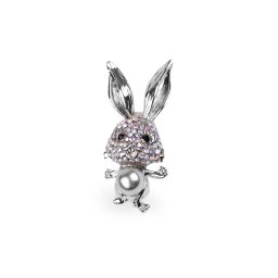 Brož s broušenými kamínky králík, pes, barva 2 crystal AB králík