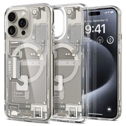 Pouzdro Spigen Ultra Hybrid MagFit s MagSafe na iPhone 15 Pro - Zero One Natural Titanium