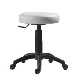 Pracovní stolička s čalouněným sedákem - bílá koženka