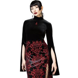 tričko dámské (top) s dlouhým rukávem KILLSTAR X TWIN TEMPLE - Sultry Mists - Black - KSRA009938