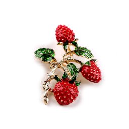 Brož jahody, barva 2 červená