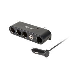 Peiying Rozdělovač zásuvek auto zapalovače x4 s kabelem a USB PY-CHR0011