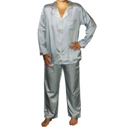 Guante Satin pánské pyžamo kostičky K150814 XL světle modrá