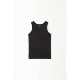 Tezenis Dětské Bavlněné Unisex Tílko Basic s Širokými Ramínky Unisex Cerná Größe 2-3