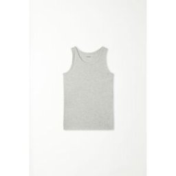 Tezenis Dětské Bavlněné Unisex Tílko Basic s Širokými Ramínky Unisex Šedá Größe 12-13