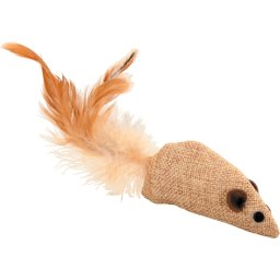 Myška z juty, s peříčky 9cm