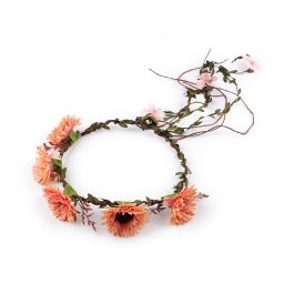 Květinový věneček do vlasů, barva 2 lososová