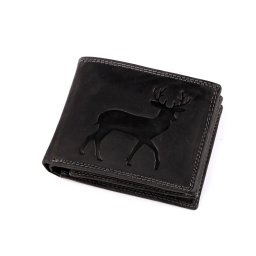Pánská peněženka kožená pro myslivce, rybáře, motorkáře 9,5x12 cm, barva 16 černá jelen