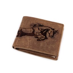 Pánská peněženka kožená pro myslivce, rybáře, motorkáře 9,5x12 cm, barva 19 hnědá světlá kůň