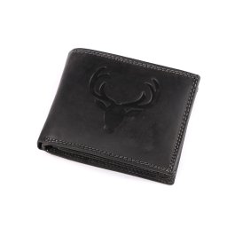 Pánská peněženka kožená pro myslivce, rybáře, motorkáře 9,5x12 cm, barva 21 černá jelen