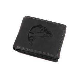 Pánská peněženka kožená pro myslivce, rybáře, motorkáře 9,5x12 cm, barva 22 černá ryba