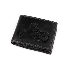 Pánská peněženka kožená pro myslivce, rybáře, motorkáře 9,5x12 cm, barva 24 černá motorka