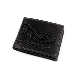 Pánská peněženka kožená pro myslivce, rybáře, motorkáře 9,5x12 cm, barva 26 černá motorka