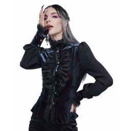 halenka dámská DEVIL FASHION - Starlight Star Bright Gothic Blouse With Ruffles - SHT074