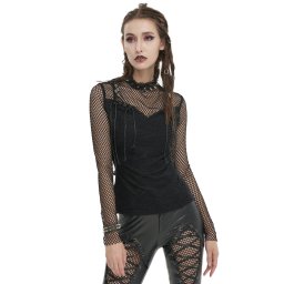 tričko dámské s dlouhým rukávem DEVIL FASHION - High Neck Fake - TT233