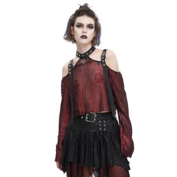 tričko dámské s dlouhým rukávem (top) DEVIL FASHION - Red - TT25302