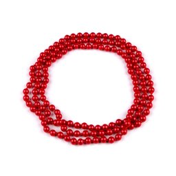 Perlový náhrdelník dlouhý, retro, barva 6 (Ø8 mm) červená