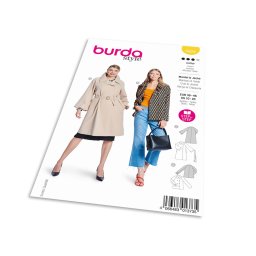 Střih Burda 5824 - Áčkový kabát, dvouřadý kabát