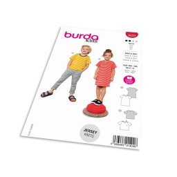 Střih Burda 9229 - Tričkové šaty, tričko pro dívky a chlapce