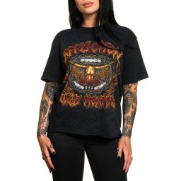 tričko dámské AFFLICTION - WILD HEARTS FLAME - BLACK LAVA WASH - AW26408-BKLV