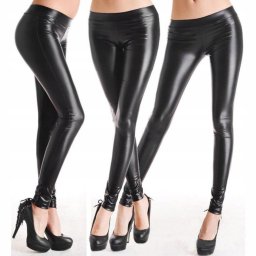 V&V Legíny - vzhled lesklá kůže - M / L