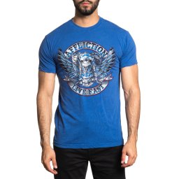 tričko pánské AFFLICTION - AC CHROME RIDER - NAVY LAVA WASH - A26180-NVLV