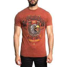 tričko pánské AFFLICTION - AMERICAN ORIGINAL - RED OCHRE LAVA WASH - A26246-ROCL