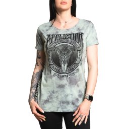 tričko dámské AFFLICTION - ROAM UNKNOWN - COOL GREY/DK.GREY CRYSTAL WASH - AW26157-CGCS