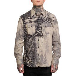 košile pánská AFFLICTION - EAGLE - KHAKI - 110WV939-KI
