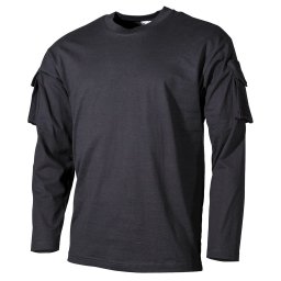 Triko taktické s VELCRO panelem a kapsou na rukávu ČERNÁ vel. L