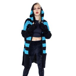 svetr dámský (cardigan) HEARTLESS - WILLA - BLACK/BLUE - POI1336