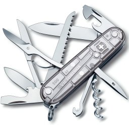 VICTORINOX nůž kapesní HUNTSMAN 91mm STŘÍBRNÝ transparentní