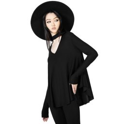 tričko dámské s dlouhým rukávem KILLSTAR - Sawyer - Black - KSRA010166