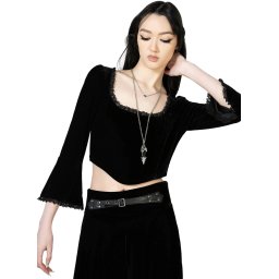 tričko dámské s 3/4 rukávem (top) KILLSTAR - Harietta - Black - KSRA010290