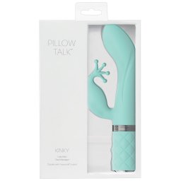 Pillow Talk Kinky - akumultorov, dvoumotorov vibrtor na bod G (tyrkysov)
