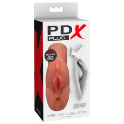 PDX - 2v1 realistick masturbtor - dvojit otvor - tmav tlov barva