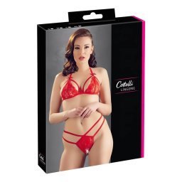 Cottelli - oteven krajkov podprsenka set - erven