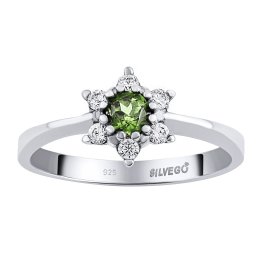 Silvego Stříbrný prsten Leana s přírodním vltavínem a Brilliance Zirconia - JSW3007SVL