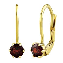 Silvego Zlaté náušnice Darine ze žlutého zlata s přírodním granátem - JSW2234EGY4GRKL