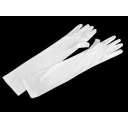 Dlouhé společenské rukavice saténové, barva 3 (43 cm) bílá
