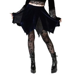 sukně dámská KILLSTAR - Lester Velvet - Blue - KSRA010735