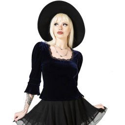 tričko dámské (top) KILLSTAR - Dottie Dottie Velvet - Blue - KSRA010736