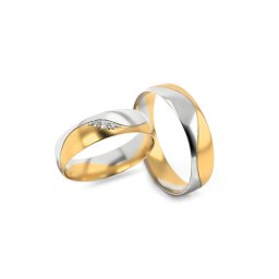 Diamantové svatební obroučky o šířce 5mm v bílém a žlutém zlatě STOBR276